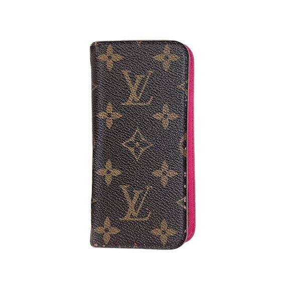 Auth LOUIS VUITTON iPhone 8 Folio M61906 Rose Monogram - BC4176 Accessory Case - Picture 1 of 5